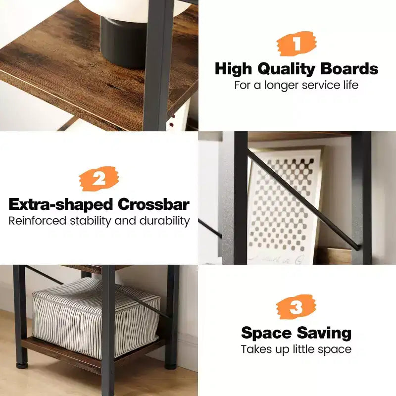 Bibliothèque Étroite Haute Étagère de Rangement Mince 6 Niveaux Étagères sur Pied Cadre Métallique Rustique Présentoirs Industriels pour Chambre