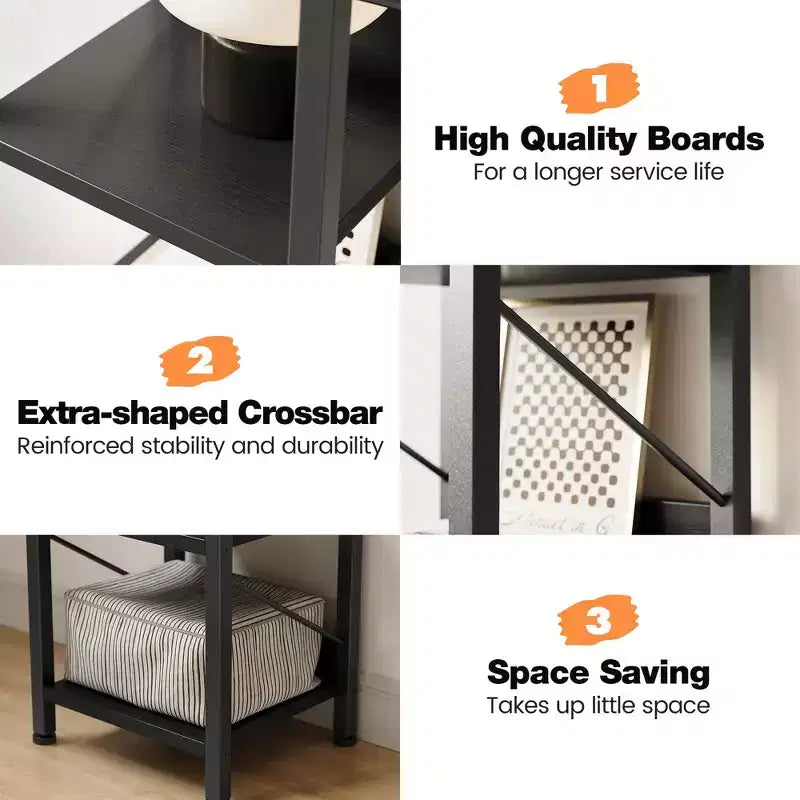 Bibliothèque Étroite Haute Étagère de Rangement Mince 6 Niveaux Étagères sur Pied Cadre Métallique Rustique Présentoirs Industriels pour Chambre