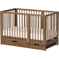 JOYMOR 8 in 1 Convertible Crib with Drawer, Include 2 Mattress, Converts to Bassinet, Mid Crib, Full Size Crib, Daybed,Toddler Bed and Playard