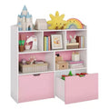 Toy Storage Organizer with 2 Movable Drawers, Toy Organizer with 5 Open Cubbies, Multifunctional Floor Storage Chest for Playroom