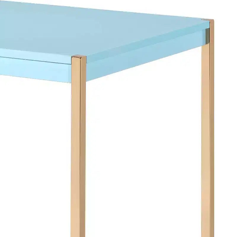 Bureau de 42,5 po avec ports USB, bureau debout avec base en métal doré, bureau d'ordinateur pour salon, bureau, salle de lecture