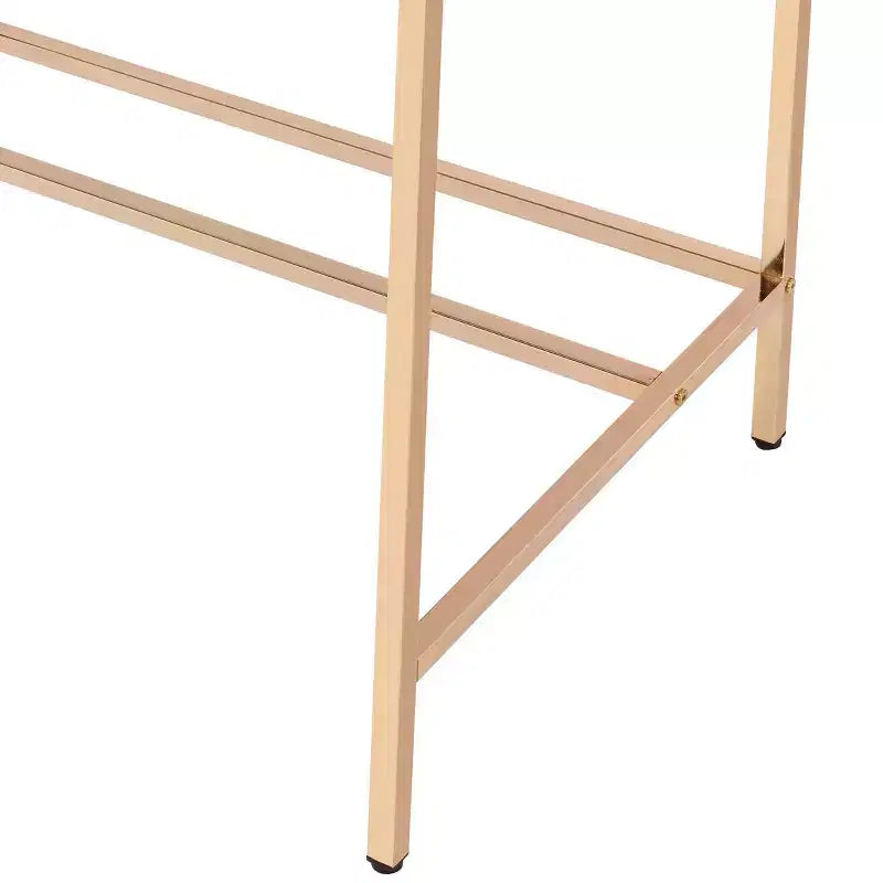 Bureau de 42,5 po avec ports USB, bureau debout avec base en métal doré, bureau d'ordinateur pour salon, bureau, salle de lecture
