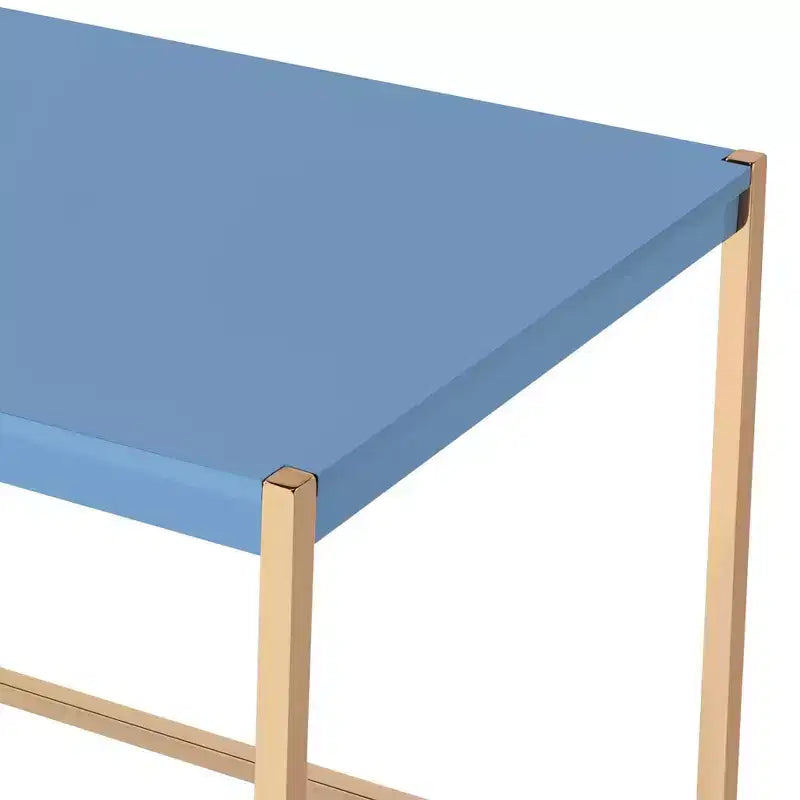Bureau de 42,5 po avec ports USB, bureau debout avec base en métal doré, bureau d'ordinateur pour salon, bureau, salle de lecture