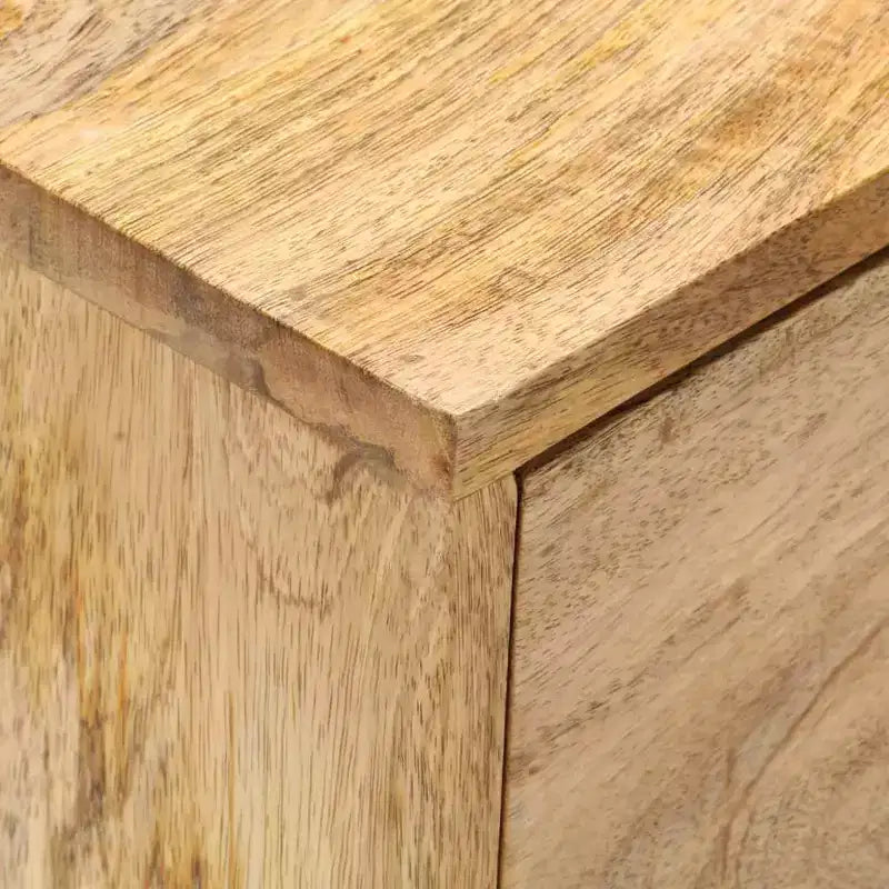 Table de chevet XL en bois de manguier massif – Chevet en bois fait à la main avec 2 tiroirs, robuste et durable, unique et décoratif, montage facile requis