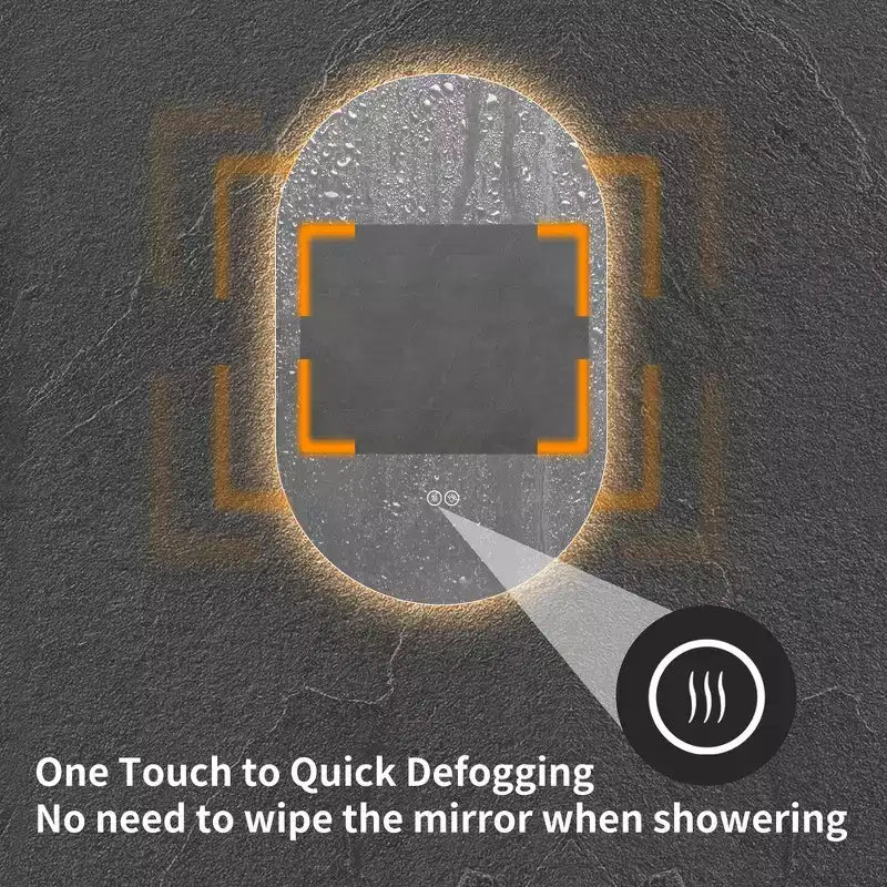 Miroir de salle de bain mural intelligent 30", miroir antibuée à écran tactile