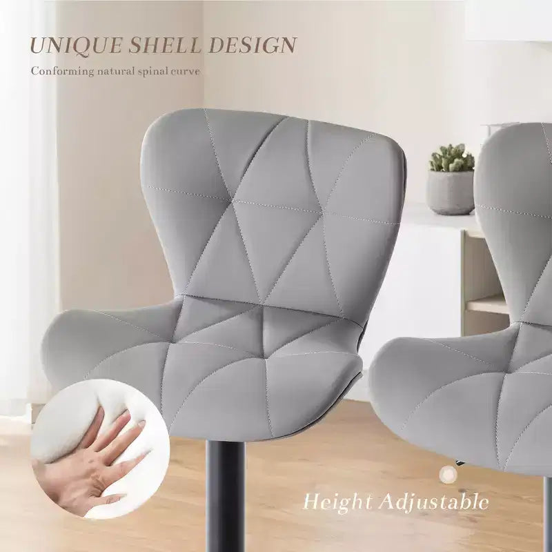 Lot de 2 tabourets de bar pivotants – Tabourets de bar à hauteur réglable avec dossier, chaises d'îlot de cuisine en similicuir pour bar à la maison