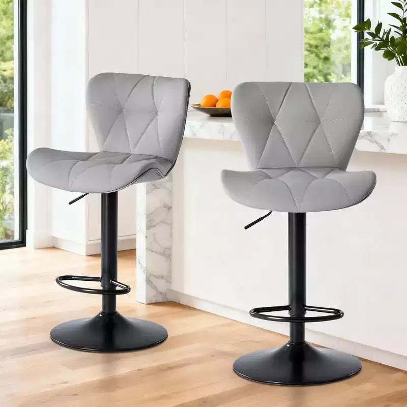 Lot de 2 tabourets de bar pivotants – Tabourets de bar à hauteur réglable avec dossier, chaises d'îlot de cuisine en similicuir pour bar à la maison