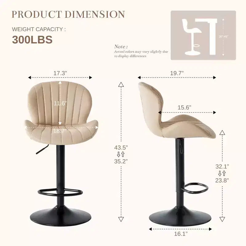 Lot de 2 tabourets de bar pivotants – Tabourets de bar à hauteur réglable avec dossier, chaises d'îlot de cuisine en similicuir pour bar à la maison
