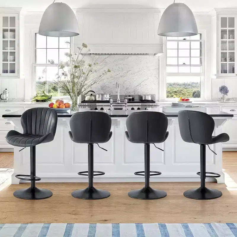 Lot de 2 tabourets de bar pivotants – Tabourets de bar à hauteur réglable avec dossier, chaises d'îlot de cuisine en similicuir pour bar à la maison