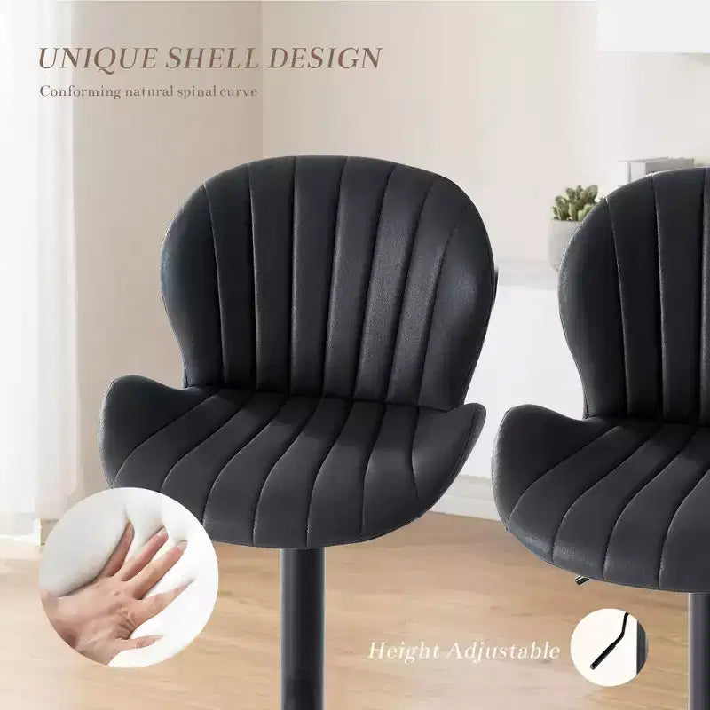 Lot de 2 tabourets de bar pivotants – Tabourets de bar à hauteur réglable avec dossier, chaises d'îlot de cuisine en similicuir pour bar à la maison