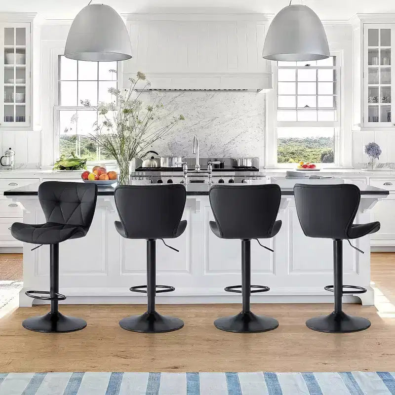 Lot de 2 tabourets de bar pivotants – Tabourets de bar à hauteur réglable avec dossier, chaises d'îlot de cuisine en similicuir pour bar à la maison