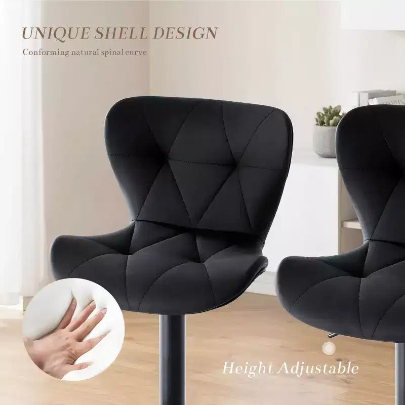 Lot de 2 tabourets de bar pivotants – Tabourets de bar à hauteur réglable avec dossier, chaises d'îlot de cuisine en similicuir pour bar à la maison