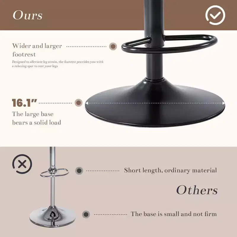 Lot de 2 tabourets de bar pivotants – Tabourets de bar à hauteur réglable avec dossier, chaises d'îlot de cuisine en similicuir pour bar à la maison