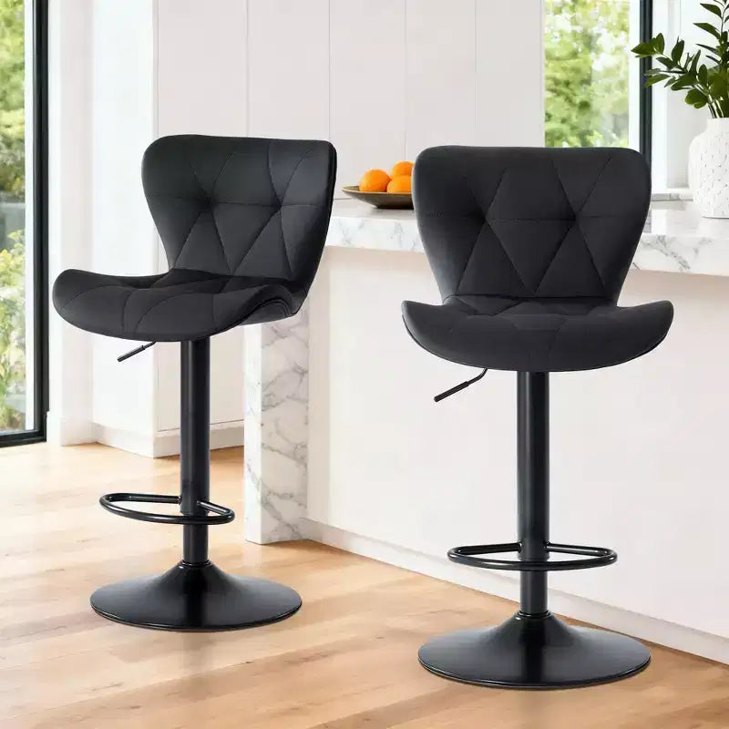 Lot de 2 tabourets de bar pivotants – Tabourets de bar à hauteur réglable avec dossier, chaises d'îlot de cuisine en similicuir pour bar à la maison