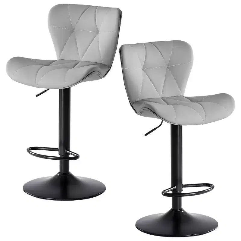 Lot de 2 tabourets de bar pivotants – Tabourets de bar à hauteur réglable avec dossier, chaises d'îlot de cuisine en similicuir pour bar à la maison