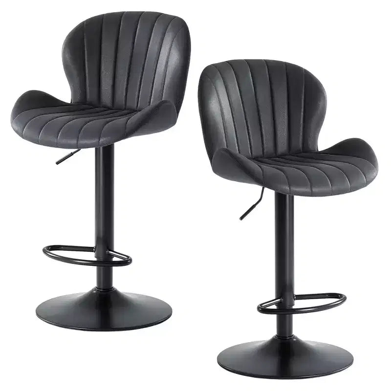 Lot de 2 tabourets de bar pivotants – Tabourets de bar à hauteur réglable avec dossier, chaises d'îlot de cuisine en similicuir pour bar à la maison
