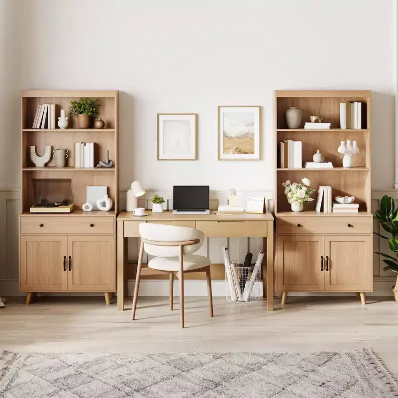 Étagère à Livres Grande 6 Niveaux avec Portes et Tiroir, Meuble de Rangement avec Étagères Ouvertes, Étagère à Livres en Bois Autonome de 184 cm pour Salon, Chambre