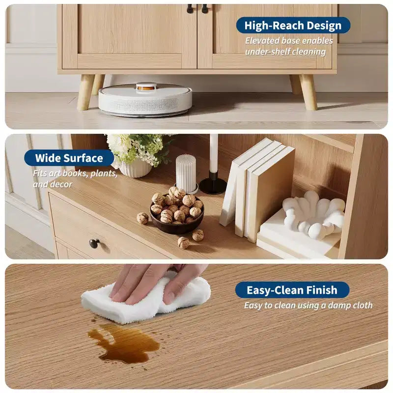 Étagère à Livres Grande 6 Niveaux avec Portes et Tiroir, Meuble de Rangement avec Étagères Ouvertes, Étagère à Livres en Bois Autonome de 184 cm pour Salon, Chambre