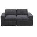 Gray Corduroy Living Room Double Armrests 2-Piece Loveseat Sofa