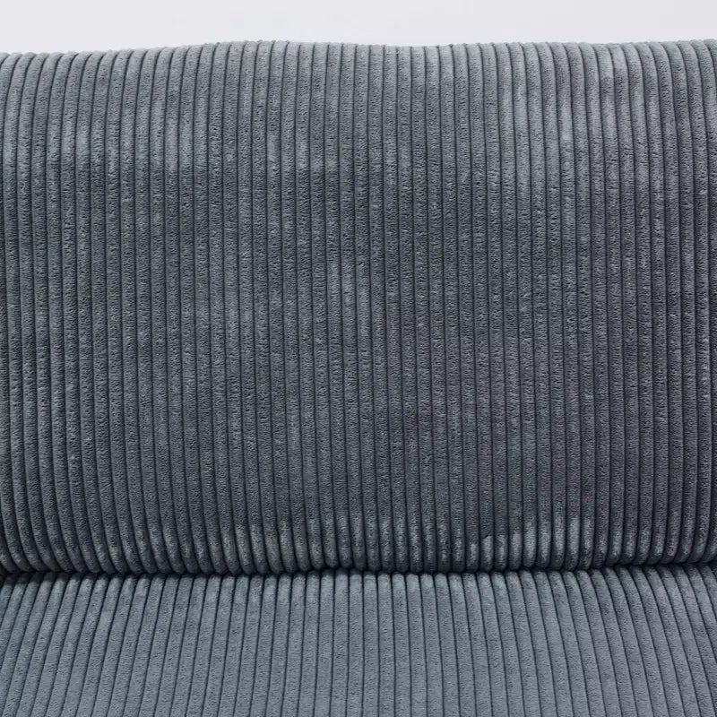 Causeuse 2 places en velours côtelé gris avec accoudoirs doubles pour salon