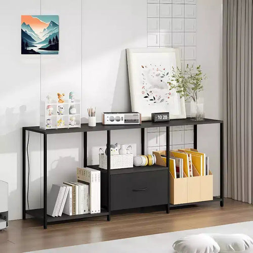 1 Metal Fabric Drawer TV Stand 55 in - Modern Entertainment Center, Versatile Storage Solutions, LED Light Feature, Compact and Practical