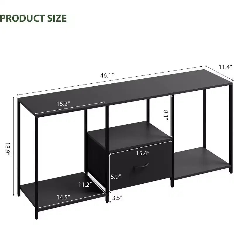 1 Meuble TV en tissu et métal 55 pouces - Centre de divertissement moderne, solutions de rangement polyvalentes, éclairage LED intégré, compact et pratique