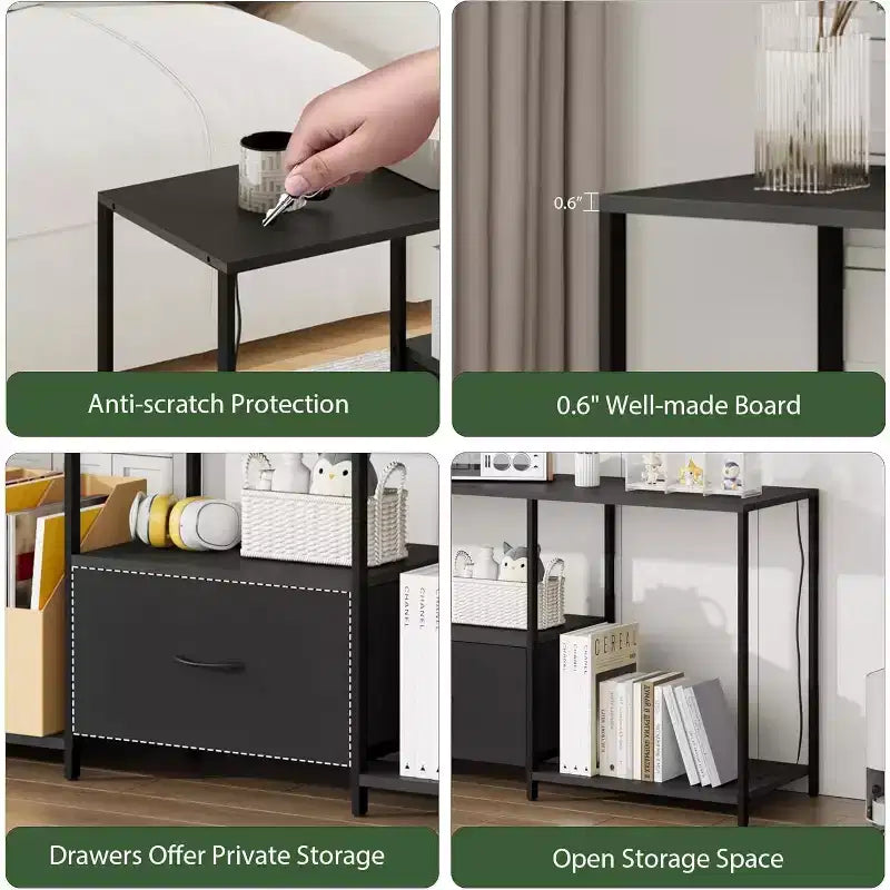 1 Meuble TV en tissu et métal 55 pouces - Centre de divertissement moderne, solutions de rangement polyvalentes, éclairage LED intégré, compact et pratique