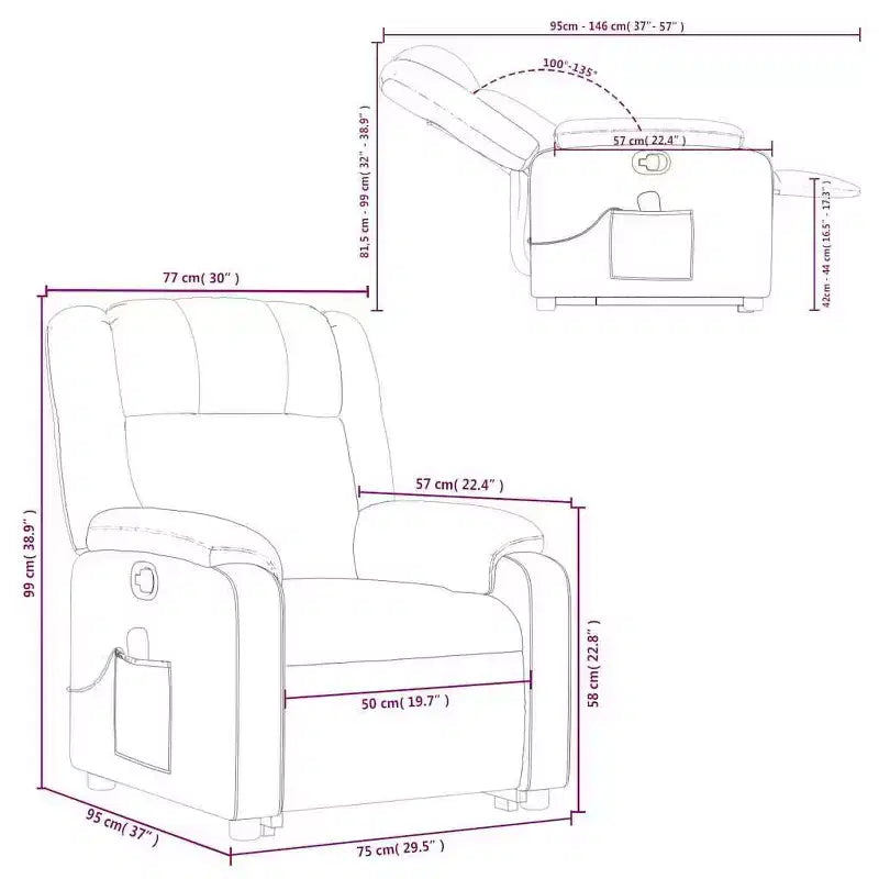 Fauteuil de massage inclinable électrique XL