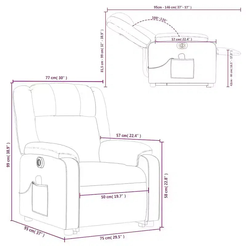 Fauteuil de massage inclinable électrique XL