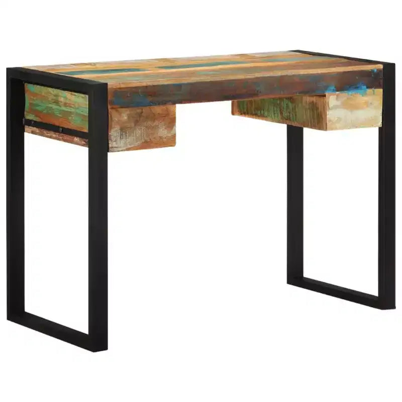 Grand bureau debout pour télétravail, table d'ordinateur, poste de travail en bois massif – 110 x 50 x 77 cm, en bois recyclé massif