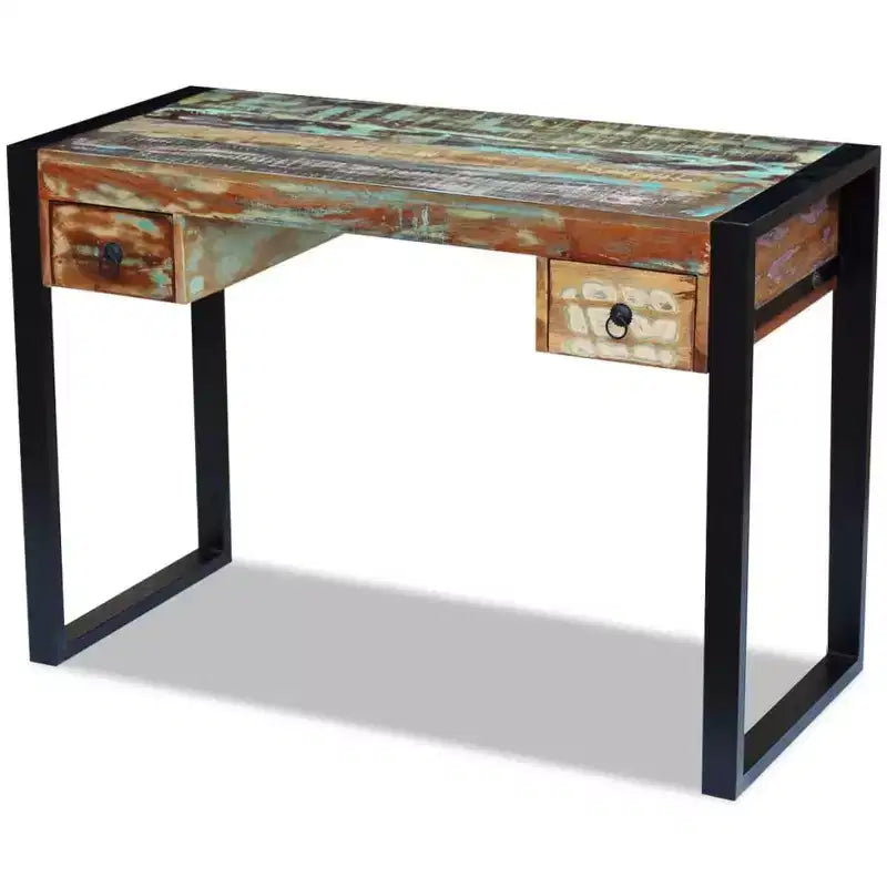Grand bureau debout pour télétravail, table d'ordinateur, poste de travail en bois massif – 110 x 50 x 77 cm, en bois recyclé massif
