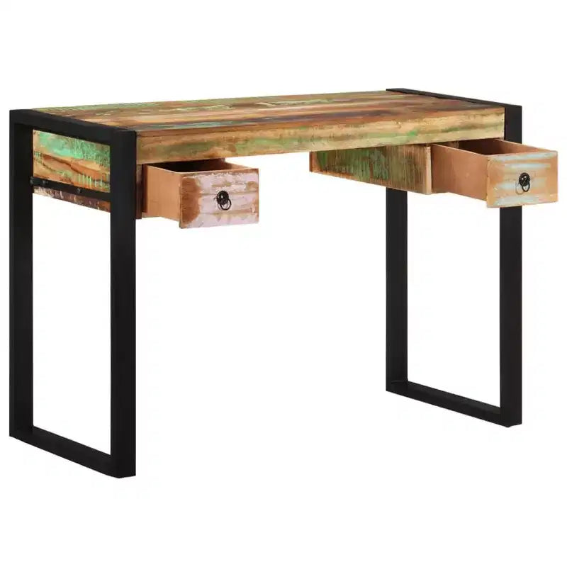 Grand bureau debout pour télétravail, table d'ordinateur, poste de travail en bois massif – 110 x 50 x 77 cm, en bois recyclé massif