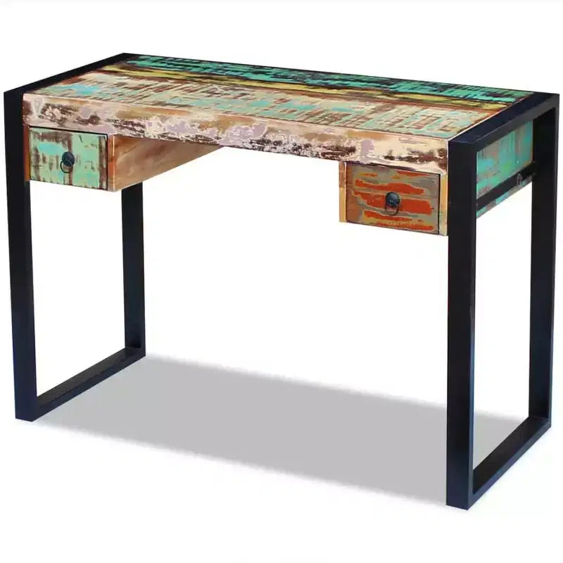 Grand bureau debout pour télétravail, table d'ordinateur, poste de travail en bois massif – 110 x 50 x 77 cm, en bois recyclé massif