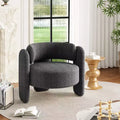 Modern Chenille Accent Armchair Mid-Century Upholstery, Round Corners for Living Room, Bedroom, Office, or CafeGrey