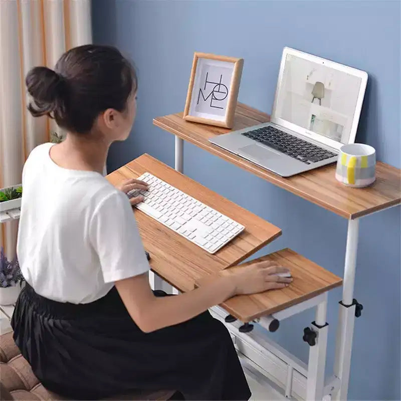 Bureau debout portable réglable en hauteur 67-155 cm, bureau d'ordinateur mobile avec roulettes, plateau inclinable et support CPU, chariot de table d'ordinateur portable roulant pour bureau à domicile