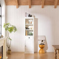 75'' Freestanding Display Bookshelf, Farmhouse Bookcase with Storage & Cabinet, Small Size Wooden Organizer Pantry, for Hallways Living Room, Kitchen