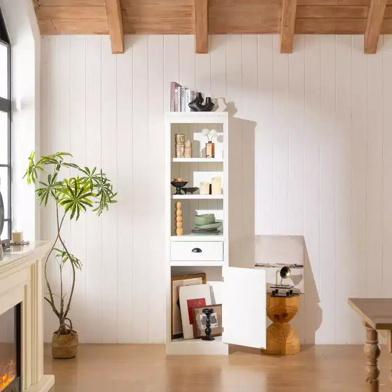 Étagère bibliothèque autoportante de 190 cm, bibliothèque de ferme avec rangement et placard, petit meuble de rangement en bois, pour couloirs, salon, cuisine