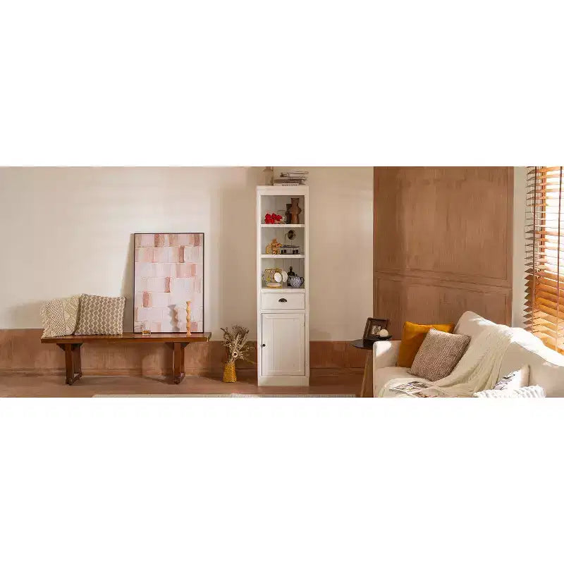 Étagère bibliothèque autoportante de 190 cm, bibliothèque de ferme avec rangement et placard, petit meuble de rangement en bois, pour couloirs, salon, cuisine