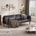 75'' PU Leather Futon Sofa Bed, Convertible Loveseat, Adjustable Backrest, Side Pockets, Space-Saving Sleeper Sofa for Small Spaces
