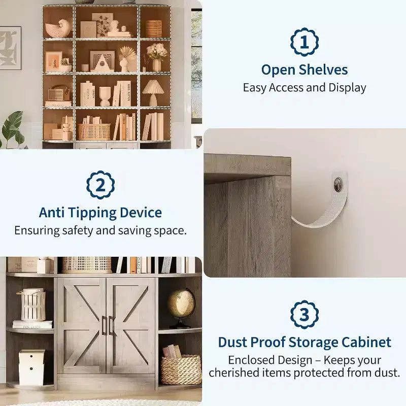Étagère à livres pour enfants de 75 po de hauteur à 6 niveaux avec armoire de rangement et portes, organisateur pour chambre à coucher