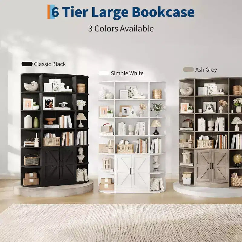 Étagère à livres pour enfants de 75 po de hauteur à 6 niveaux avec armoire de rangement et portes, organisateur pour chambre à coucher