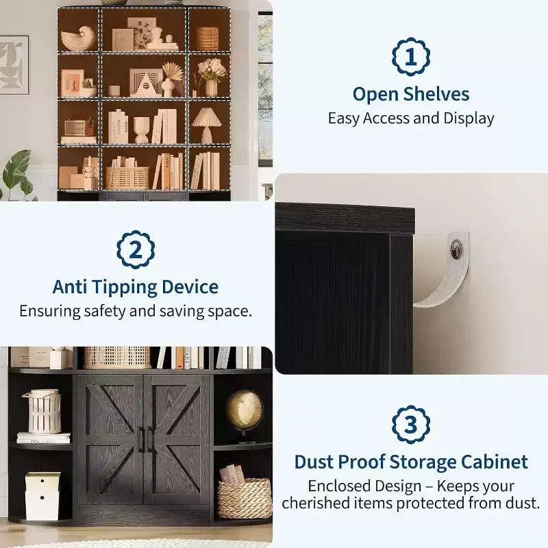 Étagère à livres pour enfants de 75 po de hauteur à 6 niveaux avec armoire de rangement et portes, organisateur pour chambre à coucher