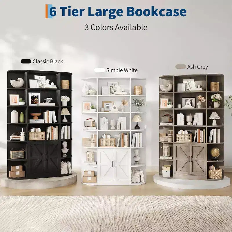 Étagère à livres pour enfants de 75 po de hauteur à 6 niveaux avec armoire de rangement et portes, organisateur pour chambre à coucher