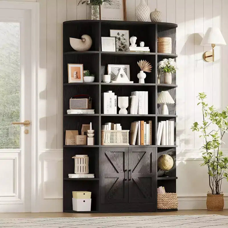 Acekool 75 Tall 6-Tier Kids Bookshelf with Storage Cabinet & Doors, Organizer for Bedroom
