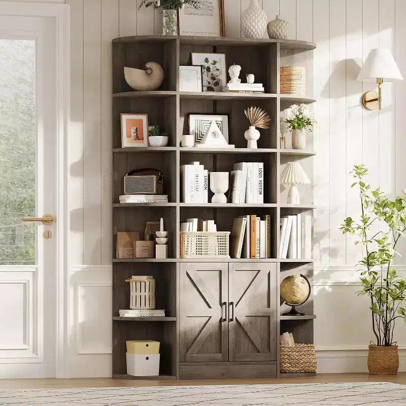 Étagère à livres pour enfants de 75 po de hauteur à 6 niveaux avec armoire de rangement et portes, organisateur pour chambre à coucher