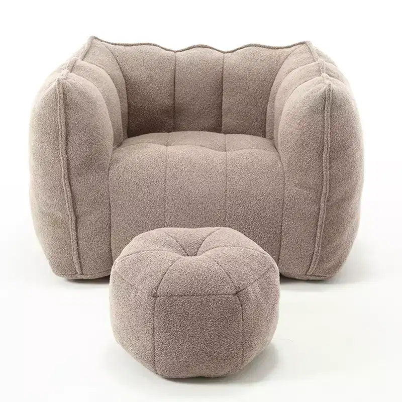 Soft Bean Bag Chair with High-Resilience Foam, Square Lazy Sofa with Footstool & Removable Cover for Adults, Gaming, Reading and TV