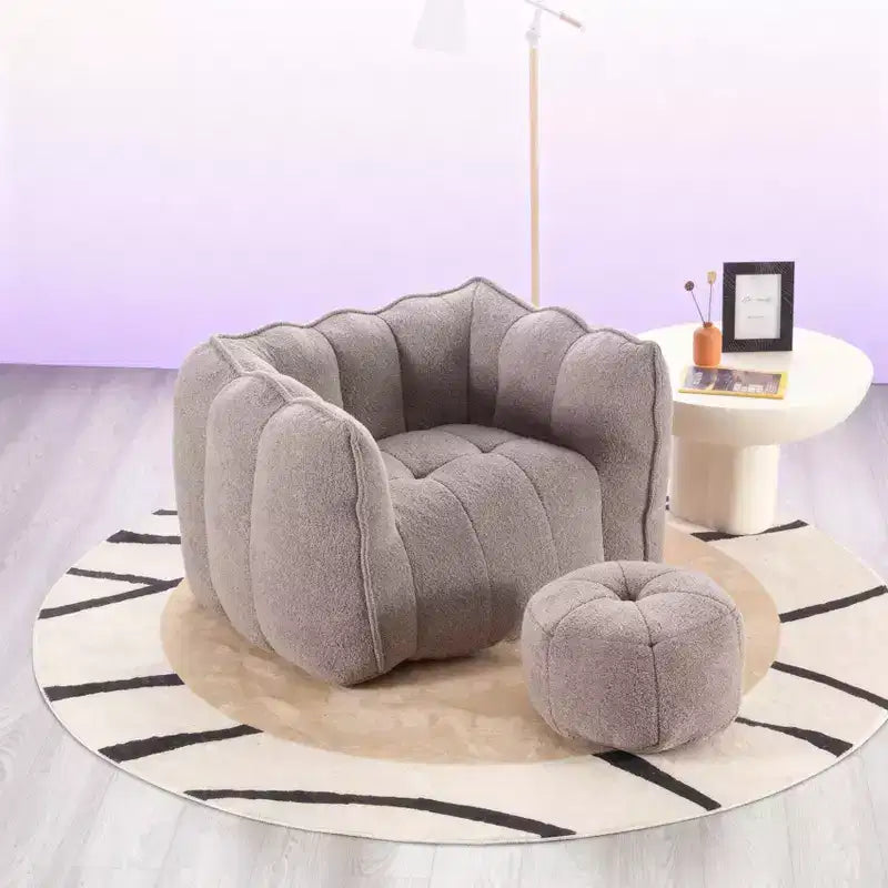 Pouf carré doux avec rembourrage en mousse haute résilience, canapé paresseux avec repose-pieds et housse amovible pour adultes, jeux vidéo, lecture et télévision