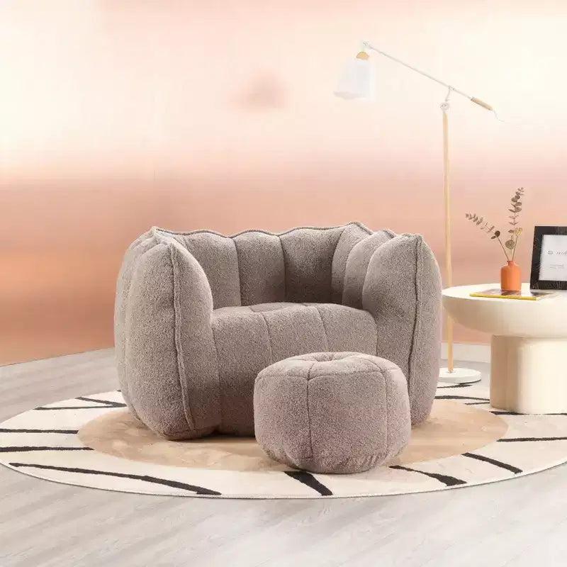 Pouf carré doux avec rembourrage en mousse haute résilience, canapé paresseux avec repose-pieds et housse amovible pour adultes, jeux vidéo, lecture et télévision