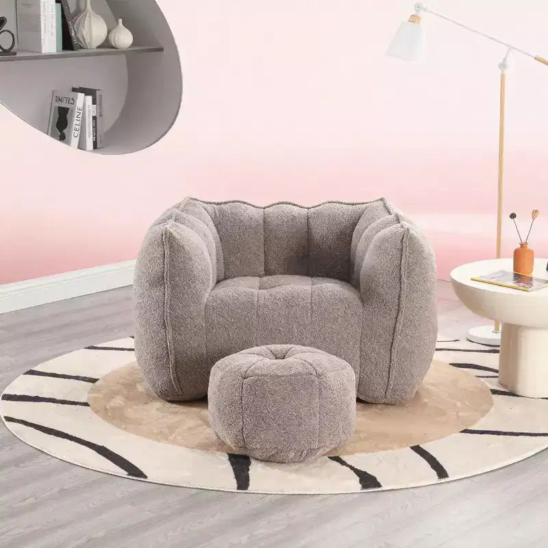 Pouf carré doux avec rembourrage en mousse haute résilience, canapé paresseux avec repose-pieds et housse amovible pour adultes, jeux vidéo, lecture et télévision
