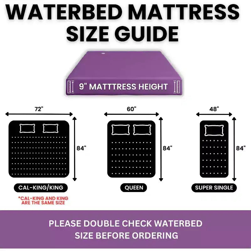 Matelas de lit à eau Hardside 99 % sans vagues avec huit couches de fibres anti-vagues – Cadre non inclus